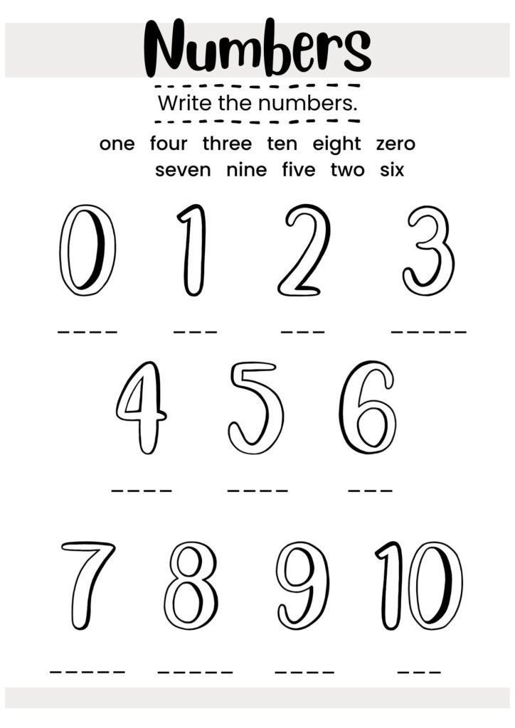 4.Writing numbers 1 10 worksheets free pdf