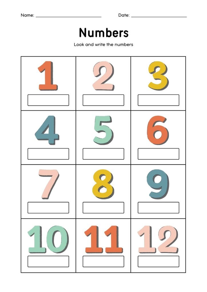 9.Writing numbers 1 10 worksheets free pdf